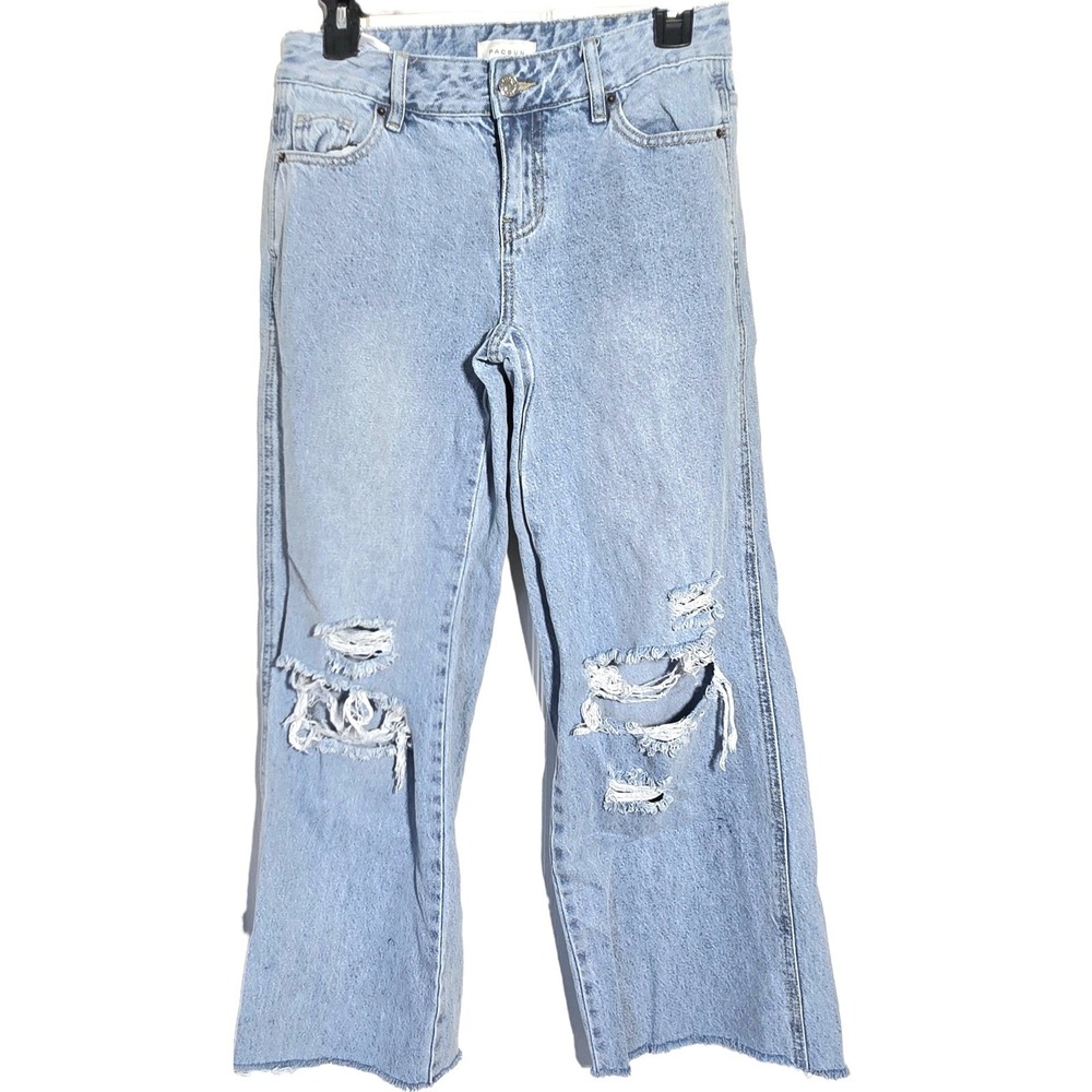 PacSun Low Rise Baggy Jeans Light Wash Distressed Size 25 Womens *ink marks pics